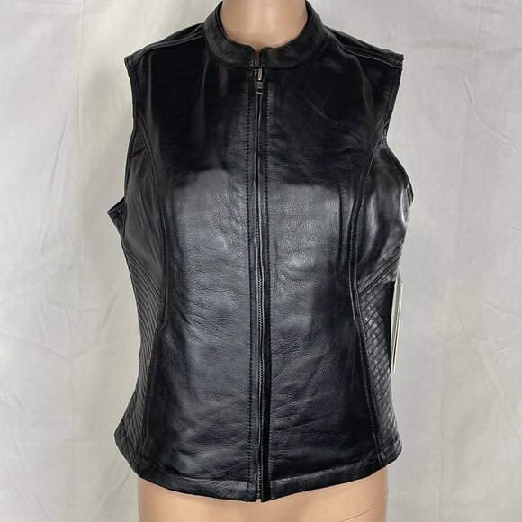 First Women’s Nina Motorcycle Vest Black Leather Size M - Picture 1 of 2
